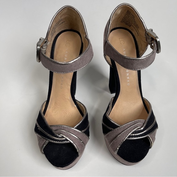 LAUREN CONRAD Dezi Black & Gray Peep Toe Heels - Picture 9 of 14
